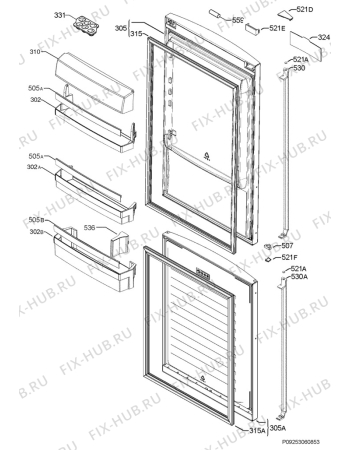 Взрыв-схема холодильника Husqvarna Electrolux QRT4261W - Схема узла Door 003